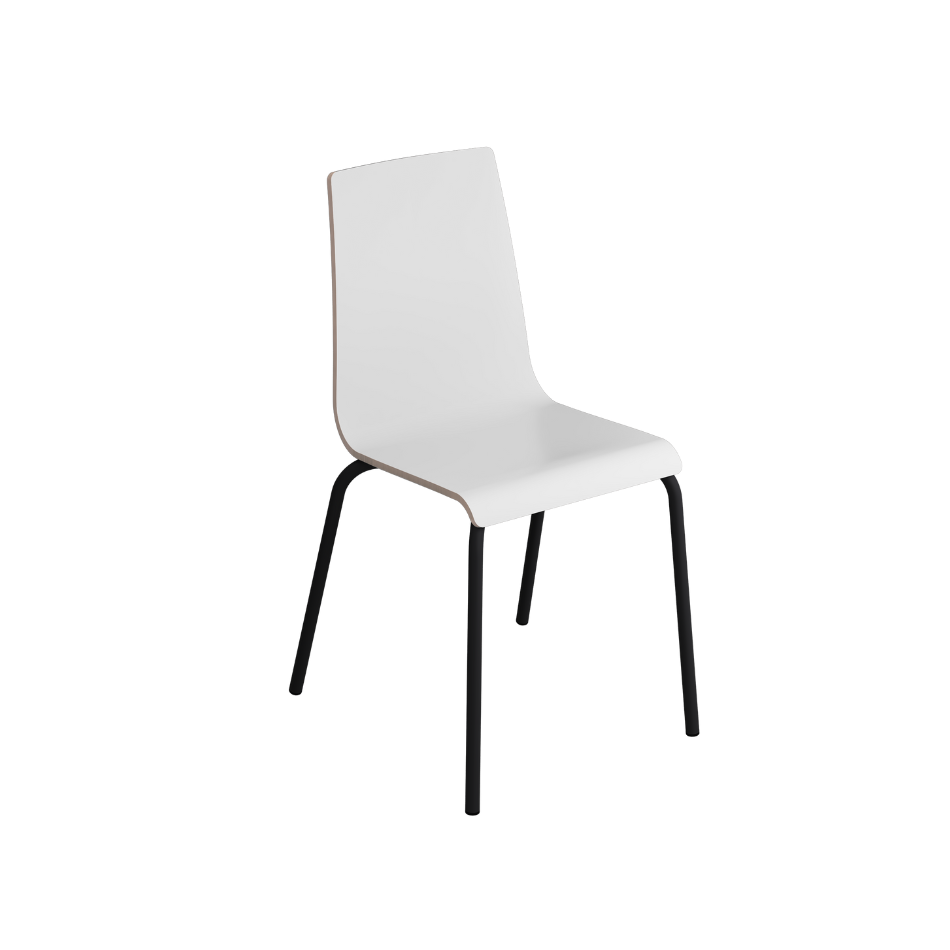 Учнівський стілець з ергономічним фанерним моноблоком, ростова група №6, каркас - кругла металева труба, покриття - пластик HPL, АЛМАНТ, 495х540х870 мм.